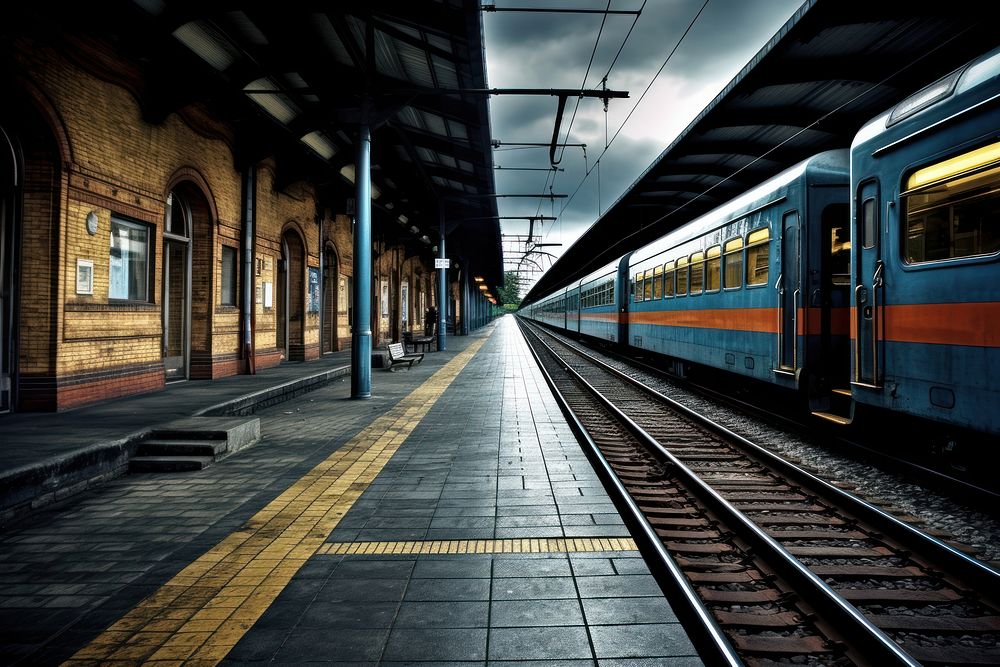 Train station train railway vehicle. AI generated Image by rawpixel.