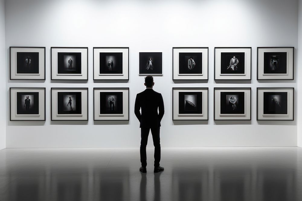 Dark gallery exhibition painting adult art. AI generated Image by rawpixel.