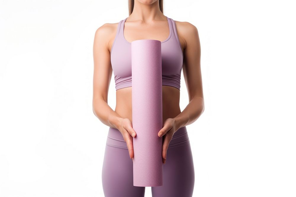Holding a yoga mat adult woman undergarment. AI generated Image by rawpixel.