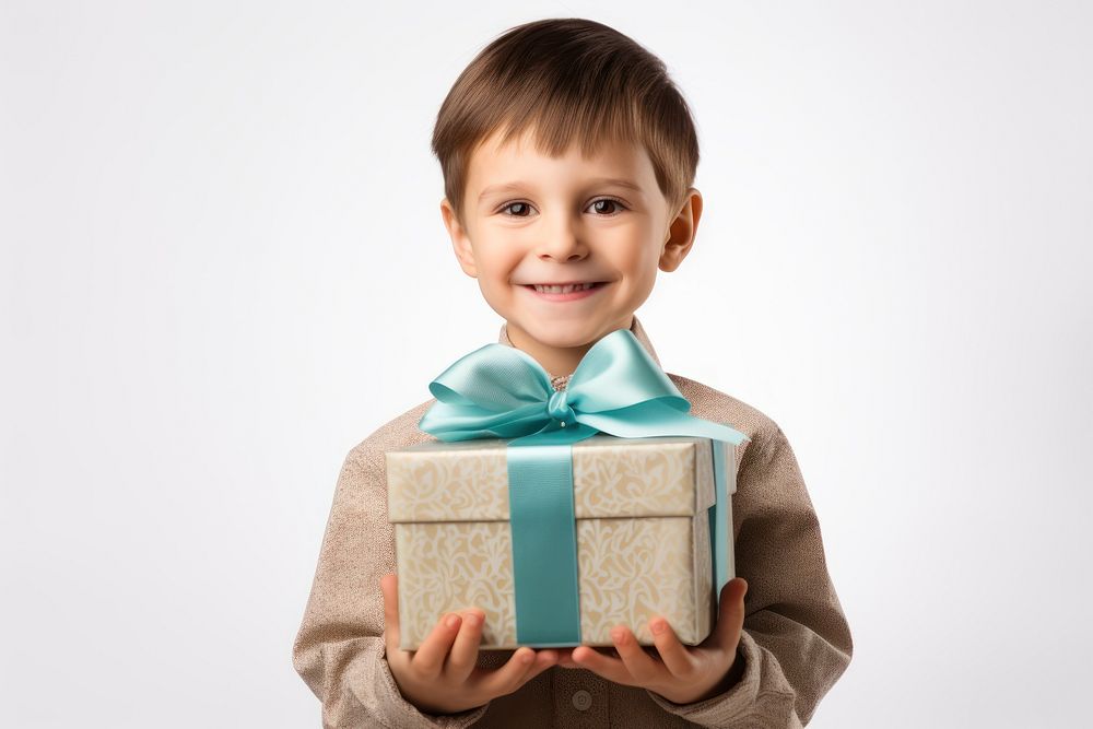 Gift box holding baby white background. AI generated Image by rawpixel.