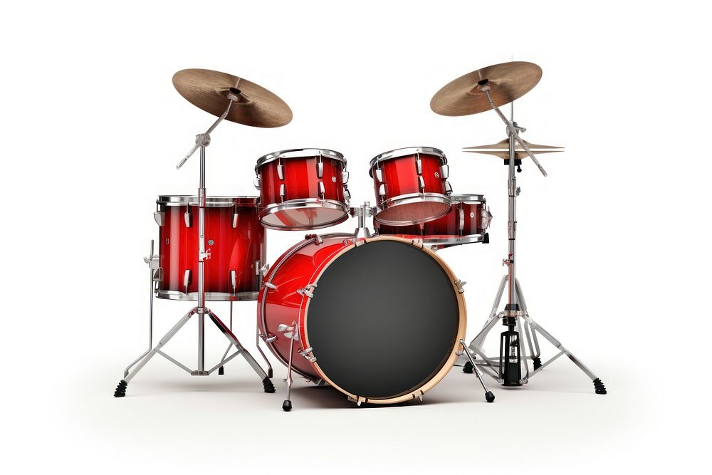 Drum set drums percussion white background. AI generated Image by rawpixel.