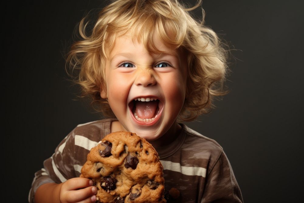 Biting cookie portrait photo happy. AI generated Image by rawpixel.