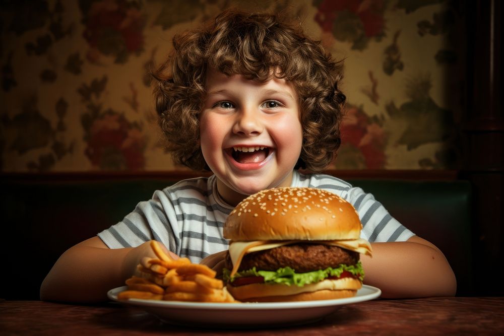 Eating portrait burger happy. AI generated Image by rawpixel.