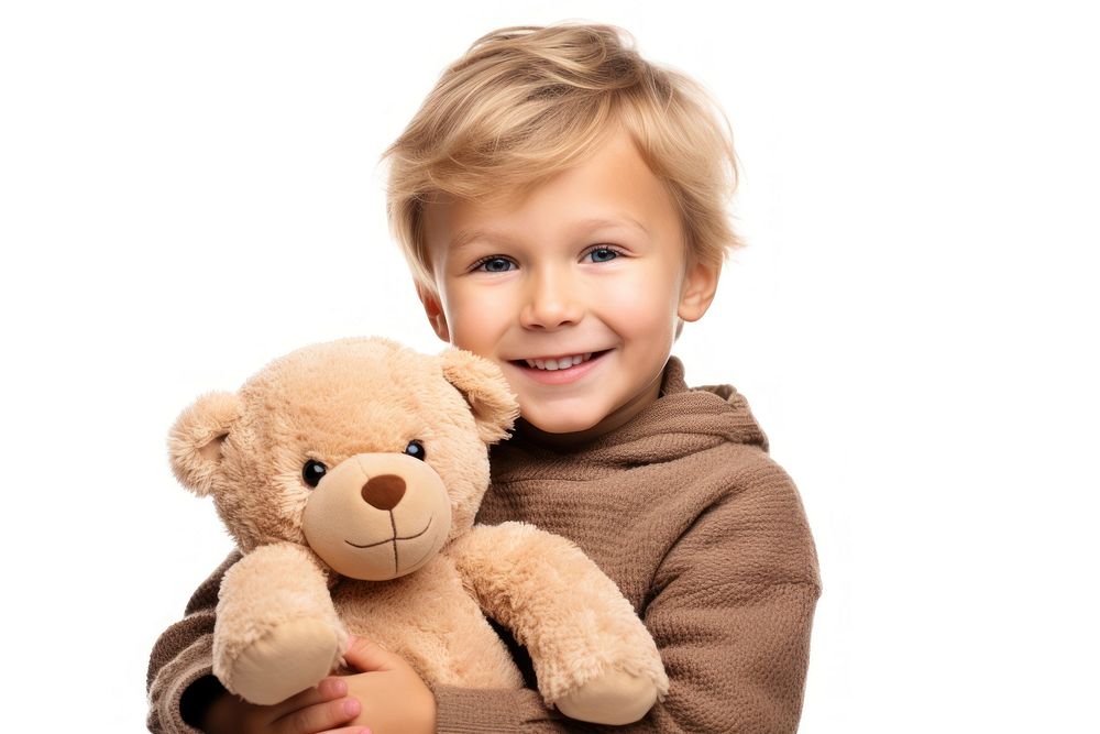 Teddy bear portrait holding smile. AI generated Image by rawpixel.