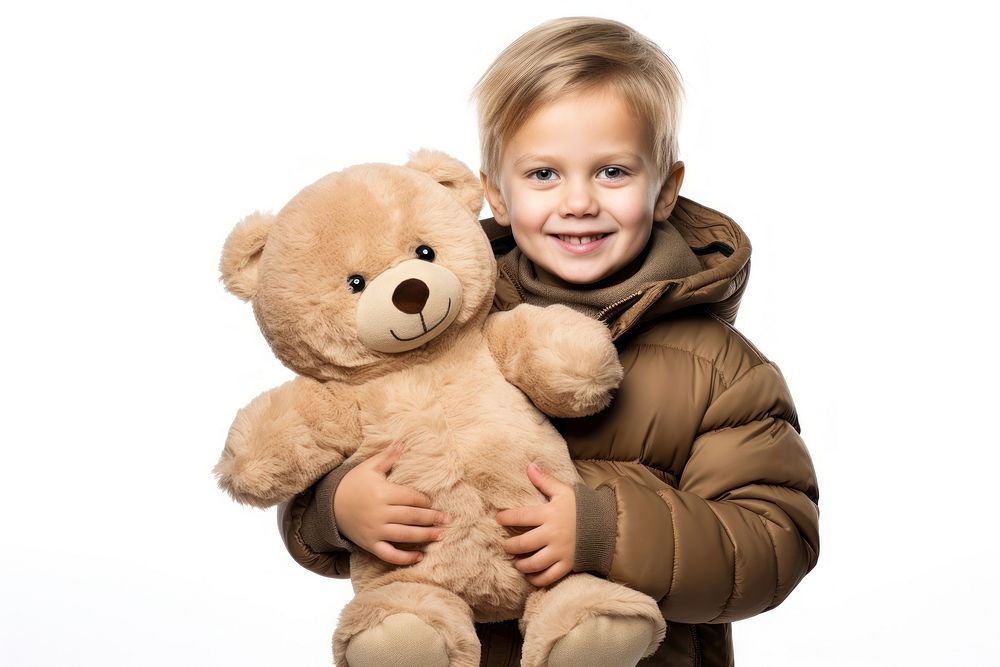 Teddy bear portrait holding plush. AI generated Image by rawpixel.