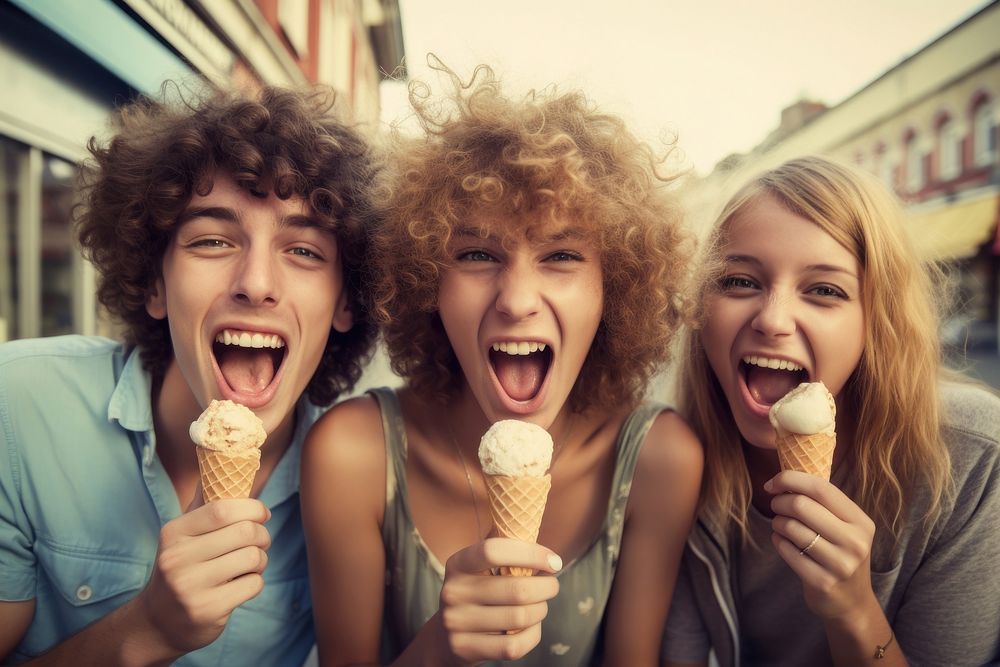 Eating ice cream dessert food togetherness. AI generated Image by rawpixel.