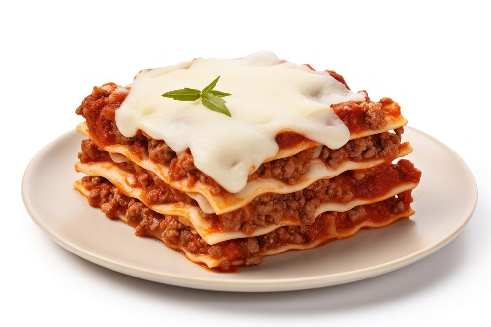 Lasagna food white background condiment. AI generated Image by rawpixel.