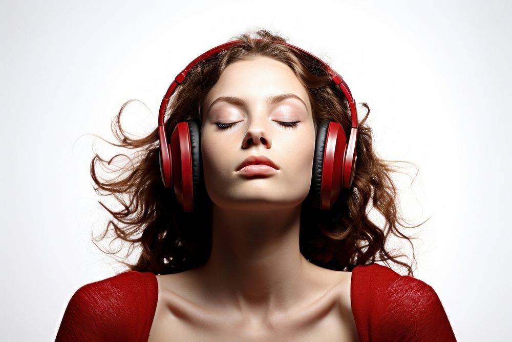 Listening Music headphones portrait headset. AI generated Image by rawpixel.