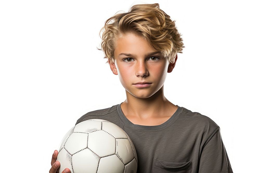 Boy holding soccerball football portrait sports. AI generated Image by rawpixel.