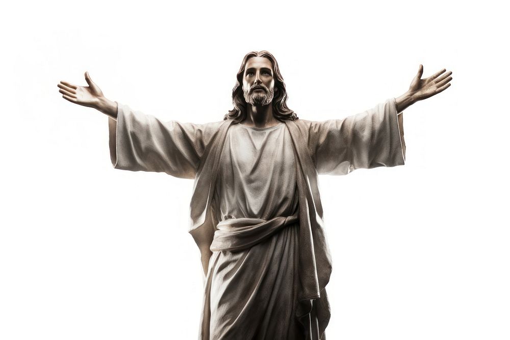 Statue Jesus Christ sculpture white background representation. AI generated Image by rawpixel.