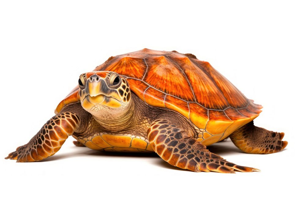 Sea turtle reptile animal white background. 