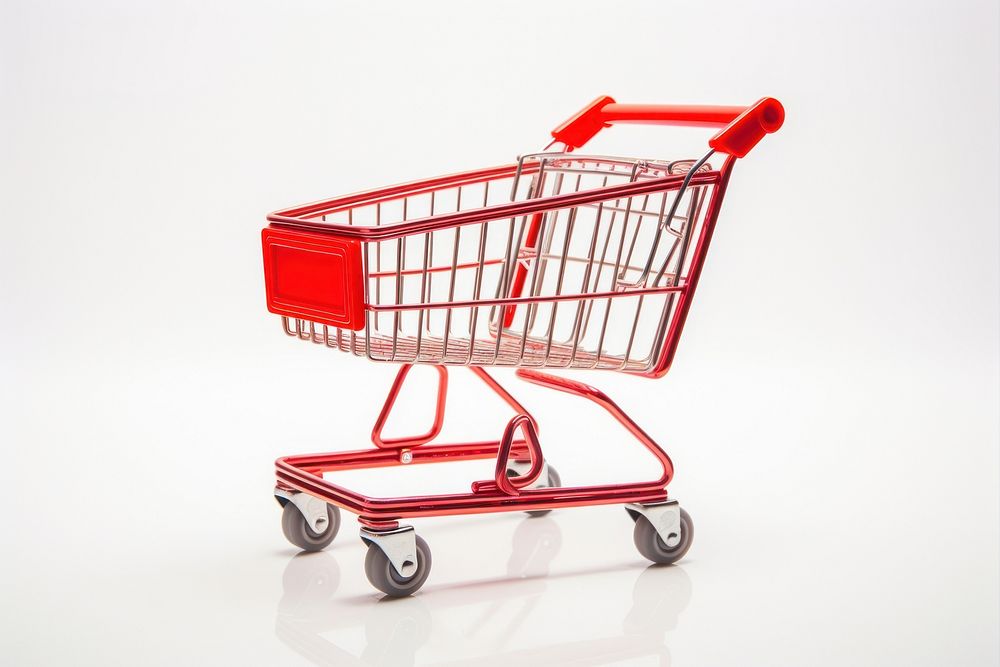 Shopping cart white background consumerism supermarket. 