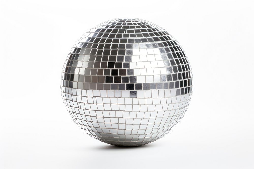 Silver disco ball sphere white background celebration. AI generated Image by rawpixel.