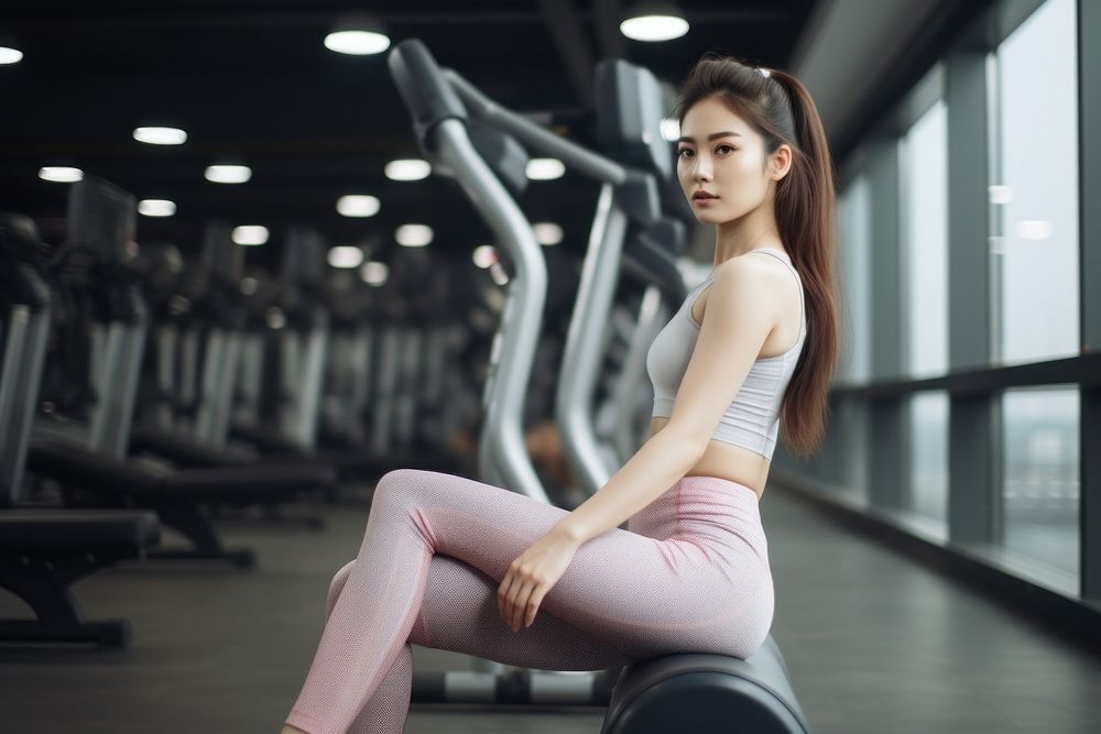 Stretching leg gym sitting fitness. AI generated Image by rawpixel.