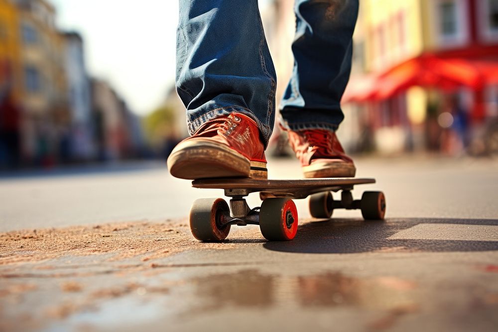 Sketeboard skateboard footwear street. AI generated Image by rawpixel.