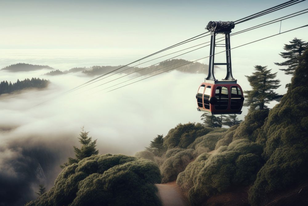 Cable car outdoors vehicle nature. AI generated Image by rawpixel.