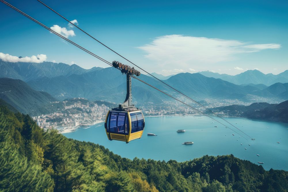 Cable car outdoors vehicle nature. AI generated Image by rawpixel.