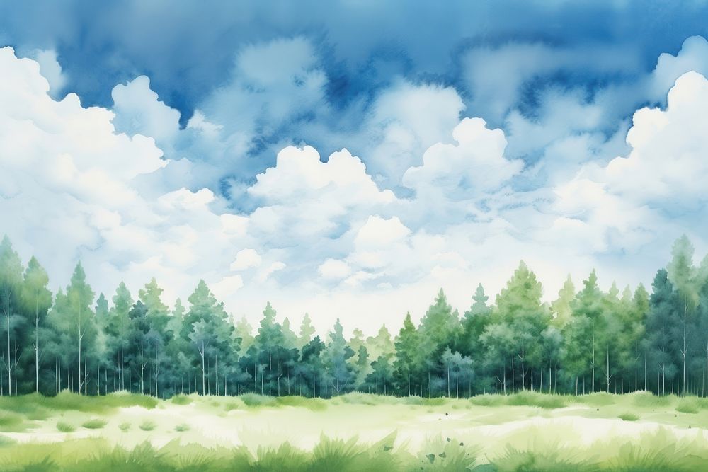 Forest view cloud sky backgrounds. AI generated Image by rawpixel.