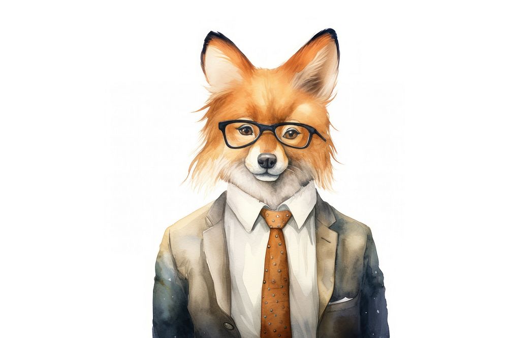 Fox business watercolor animal mammal. 