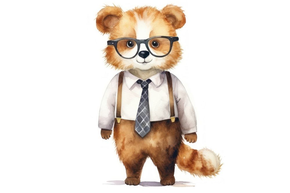 Panda business watercolor glasses mammal. AI generated Image by rawpixel.