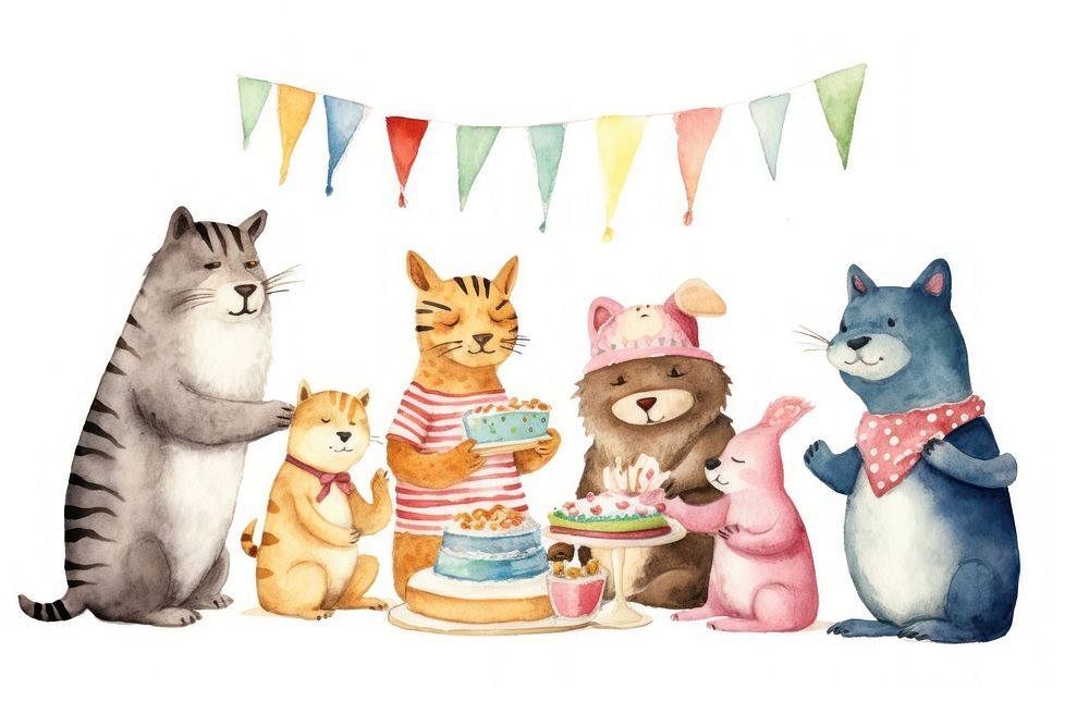 Animals blowing cake party mammal pet. 