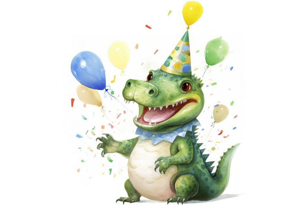 Aligator animal balloon party. AI generated Image by rawpixel.