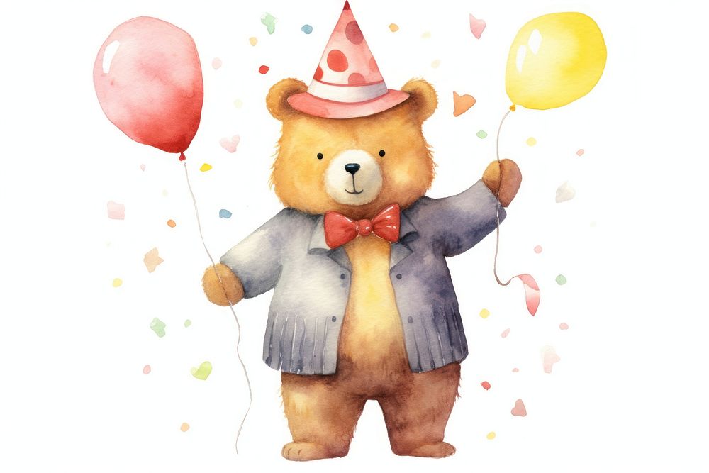 Bear wearing party hat balloon toy representation. AI generated Image by rawpixel.