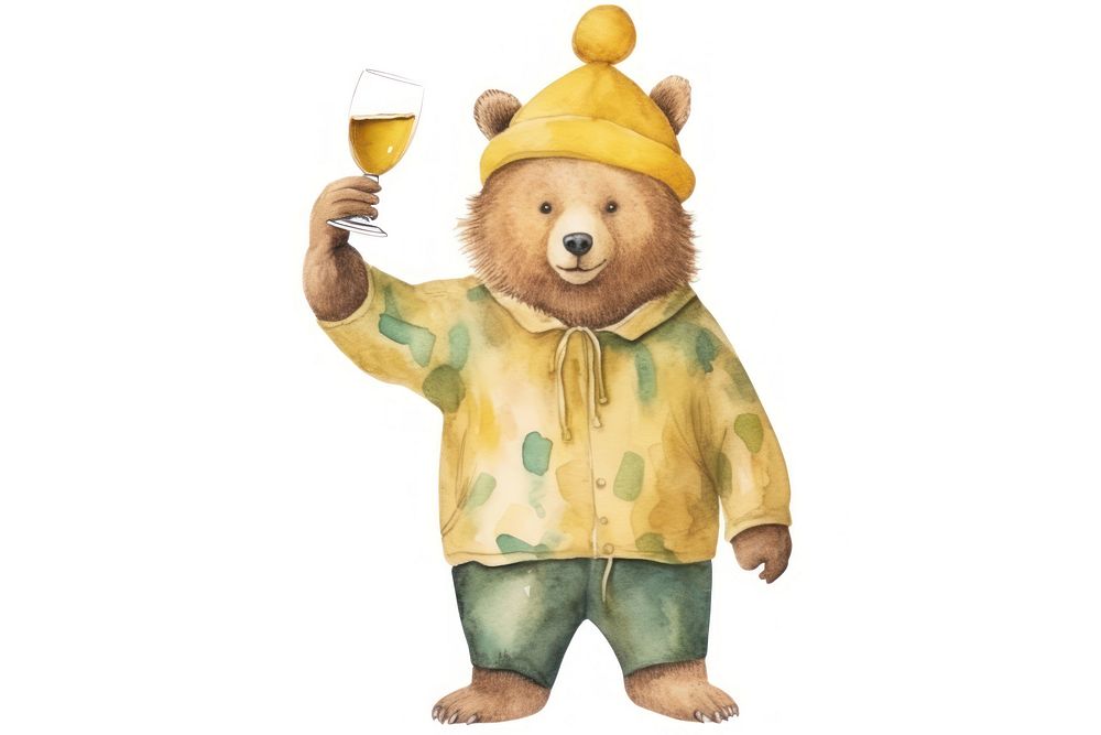 Bear champagne drinking toy. AI generated Image by rawpixel.