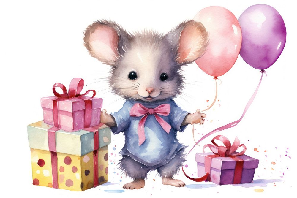 Rat birthday balloon rodent. AI generated Image by rawpixel.