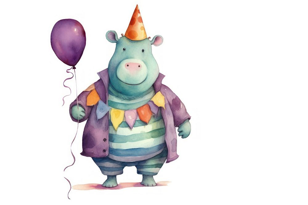 Hippo standing balloon mammal animal. AI generated Image by rawpixel.