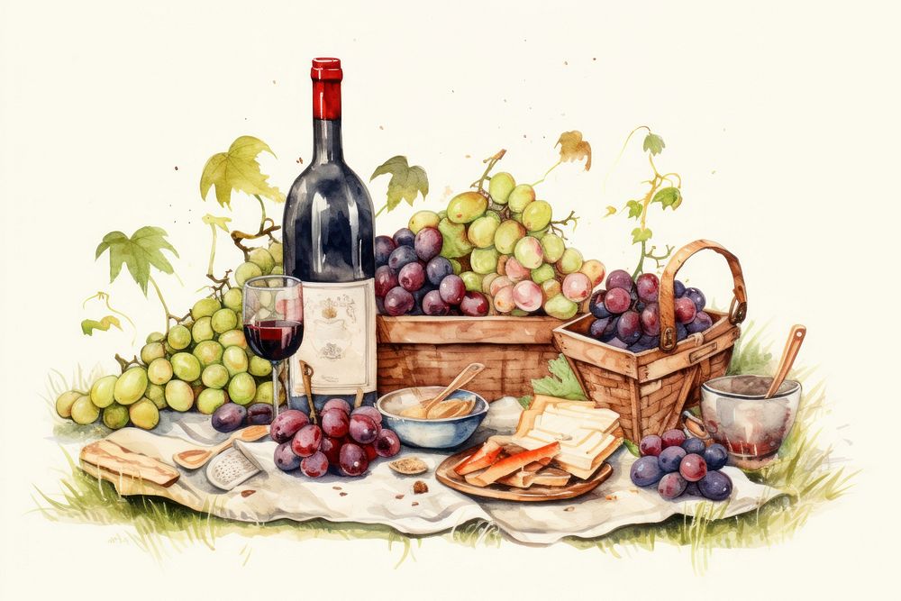 Wine refreshment countryside container. AI generated Image by rawpixel.