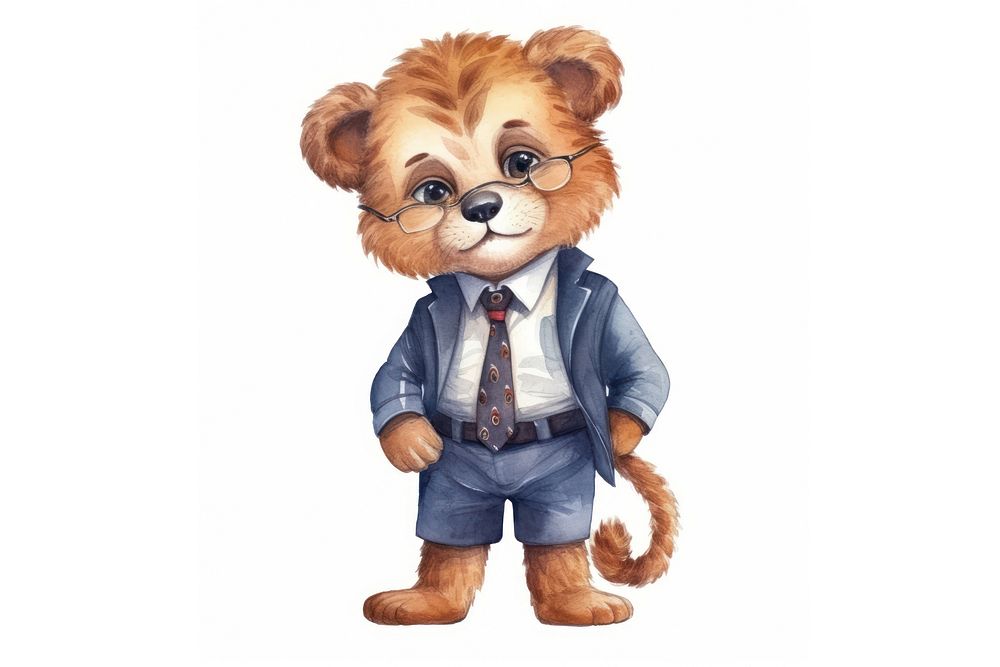 Tiger business watercolor cute toy. AI generated Image by rawpixel.