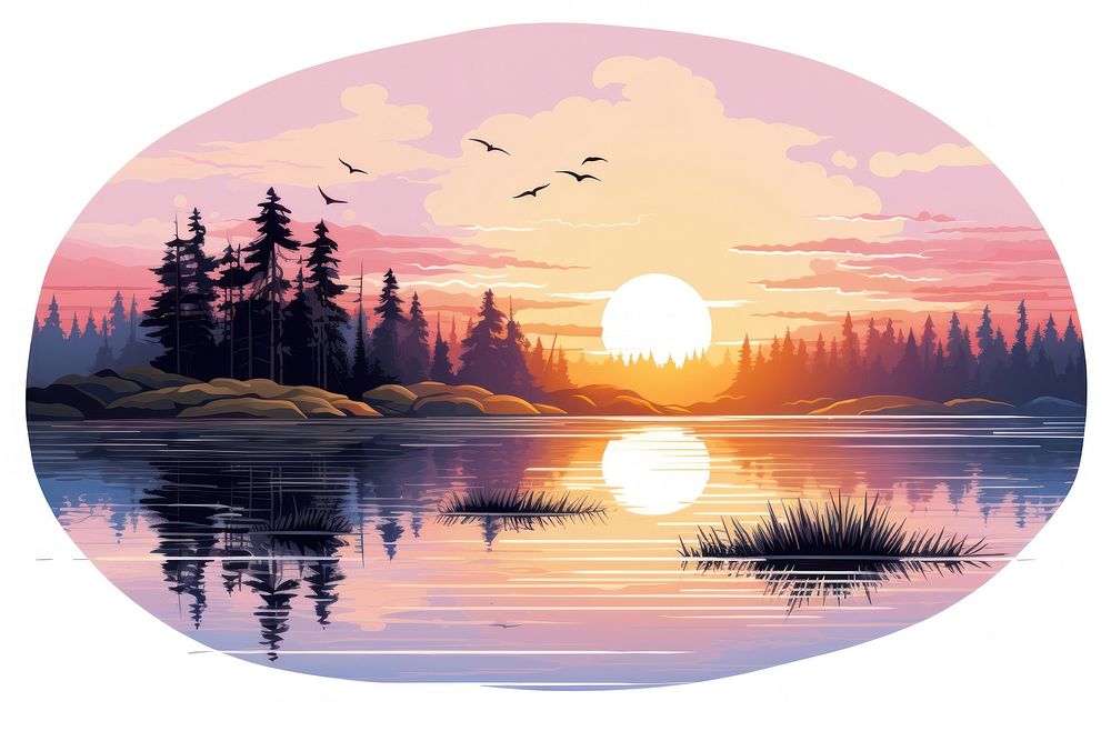 Lake landscape outdoors sunrise. AI generated Image by rawpixel.