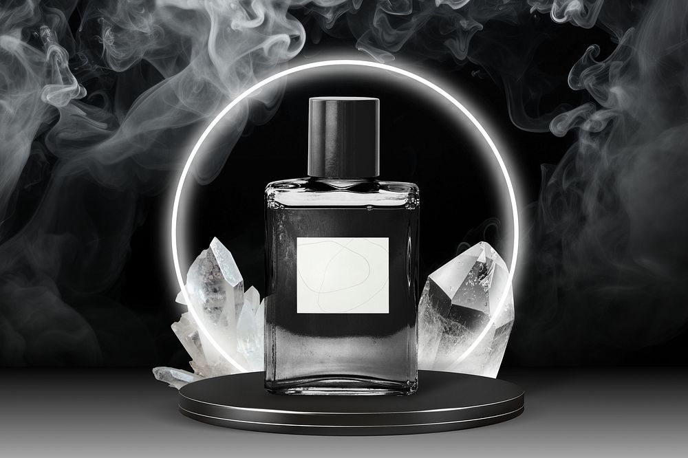 Black perfume bottle, packaging design