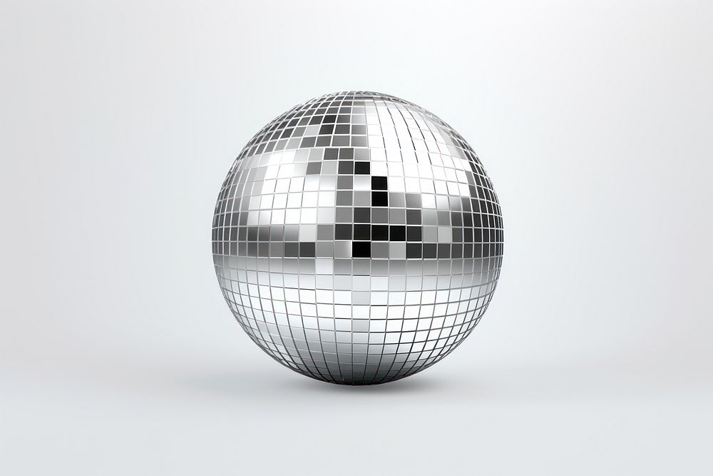 Metalic Disco ball sphere white background technology. AI generated Image by rawpixel.