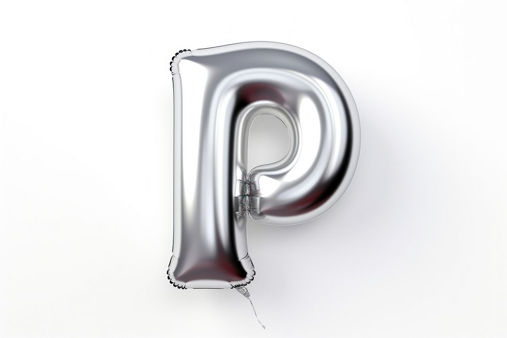 Silver metalic Balloon letter text white background appliance. AI generated Image by rawpixel.