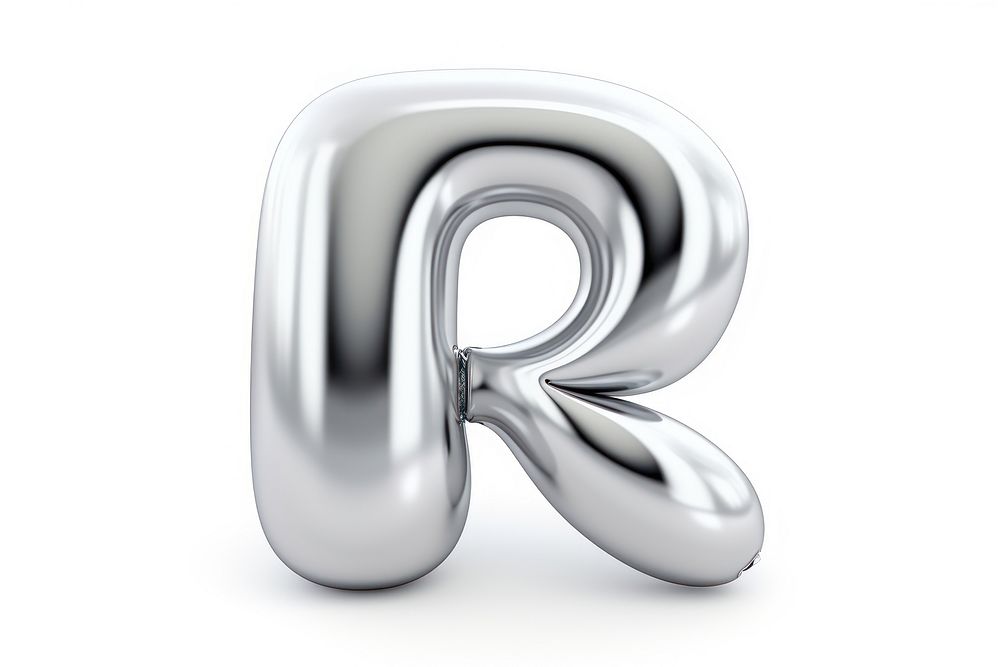 Silver metalic Balloon letter text white background circle. AI generated Image by rawpixel.