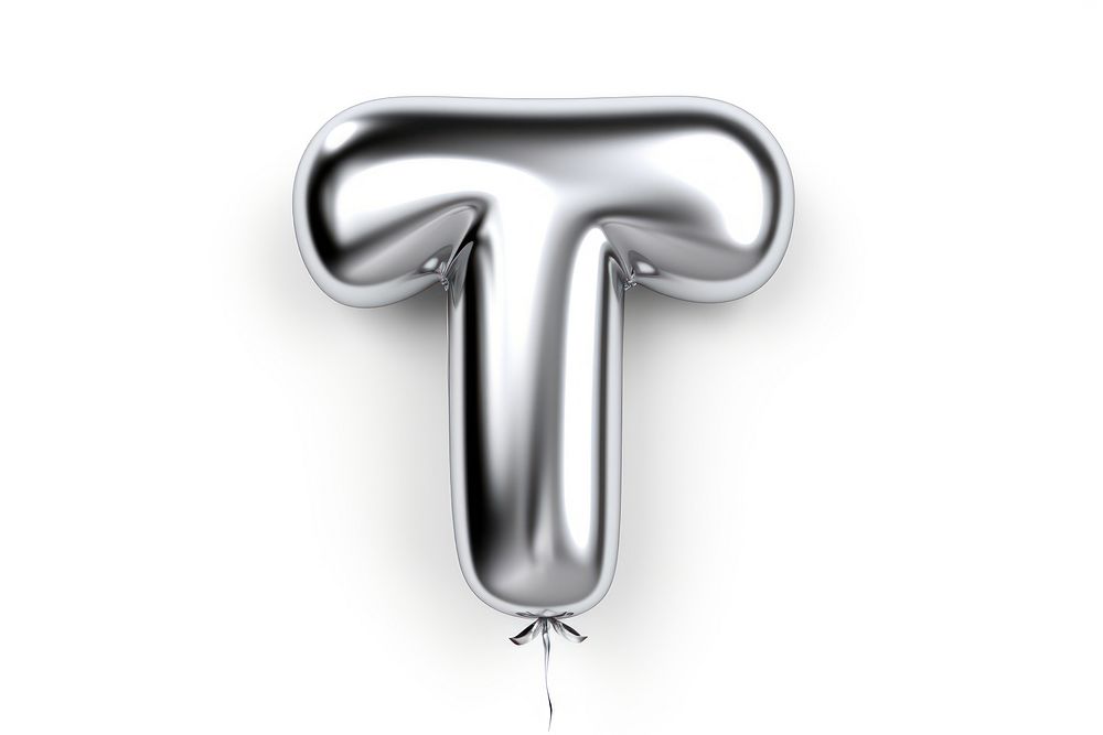 Silver metalic Balloon letter balloon white background weaponry. AI generated Image by rawpixel.