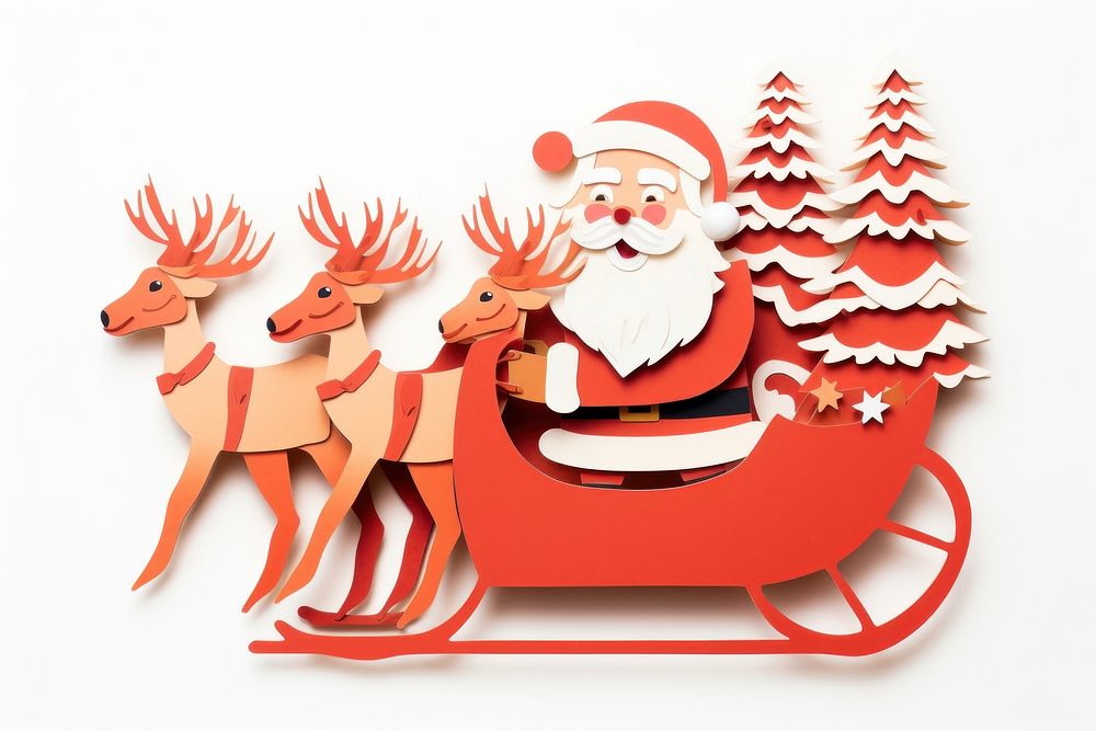 Santas sleigh craft sled white background. AI generated Image by rawpixel.