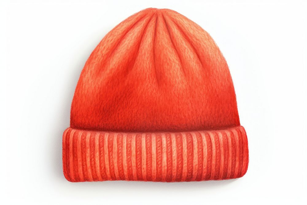 Beanie hat red white background headwear. AI generated Image by rawpixel.