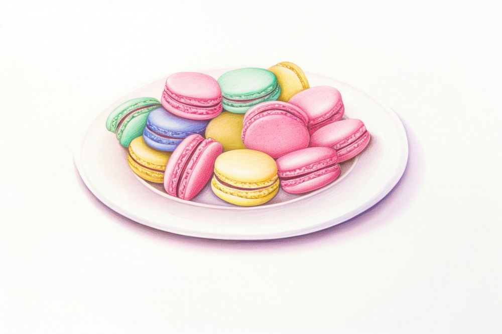 Macarons plate food pill. AI generated Image by rawpixel.