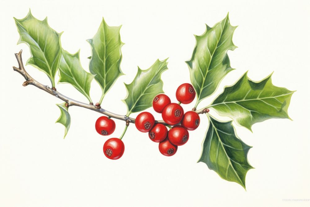 Holly cherry plant leaf. AI generated Image by rawpixel.