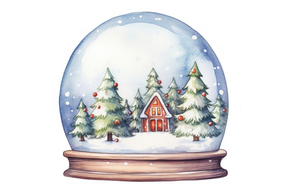 Snowglobe christmas drawing architecture transparent. AI generated Image by rawpixel.