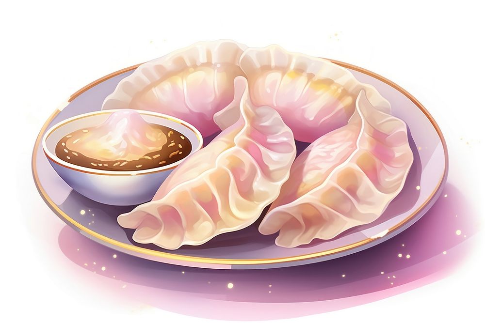 Chinese dumpling plate food dish. AI generated Image by rawpixel.