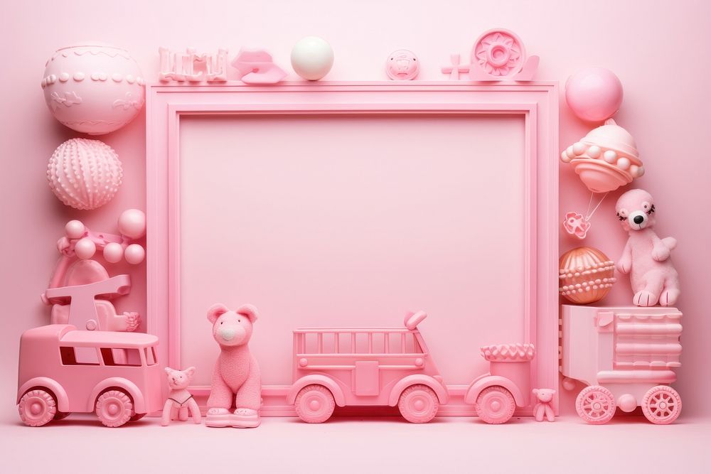 Background of Baby kids toy frame pink pink background. AI generated Image by rawpixel.