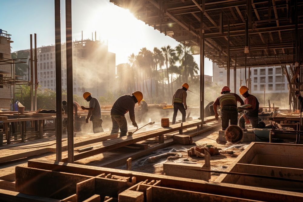 Construction workers architecture adult construction site. AI generated Image by rawpixel.
