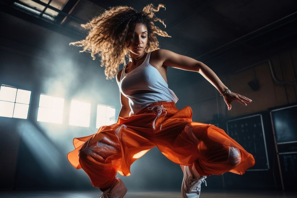Half-affrican woman warring sport ware dancing hop hop sports adult entertainment. AI generated Image by rawpixel.