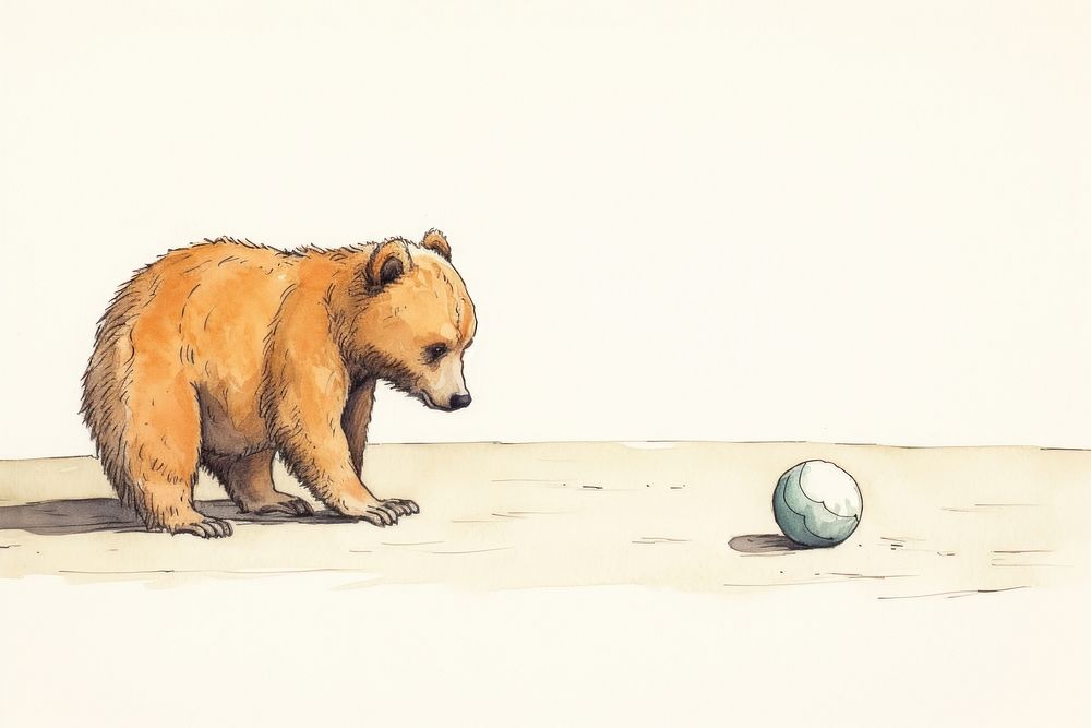 Bear playing pootball cartoon mammal animal. AI generated Image by rawpixel.