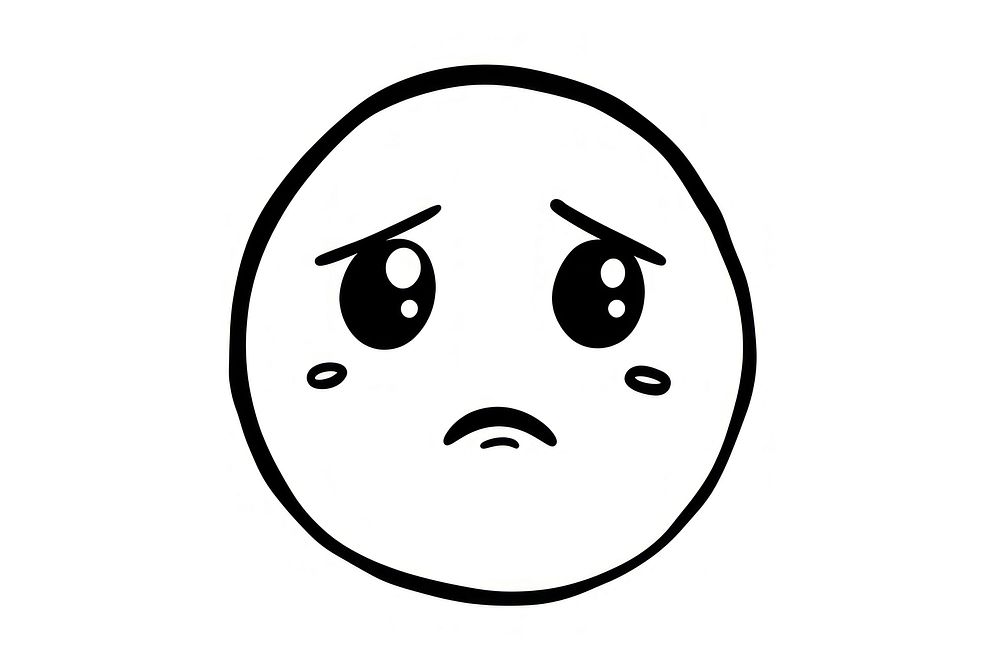 Sad emotion face white line anthropomorphic. AI generated Image by rawpixel.