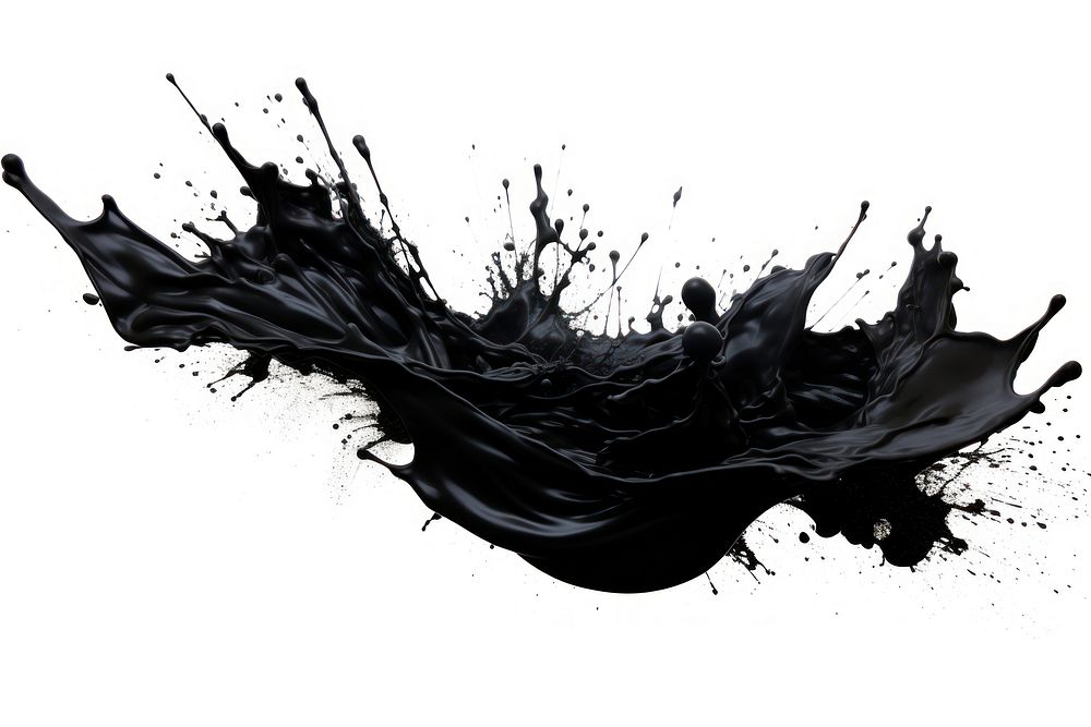 Black paint splash white background splattered monochrome. AI generated Image by rawpixel.